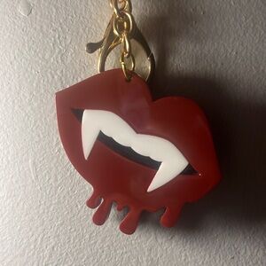 Red Lips Bag Charm/ Keychain With Vampire Teeth